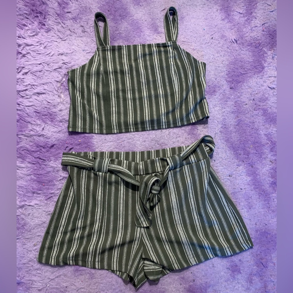 Green top and shorts set